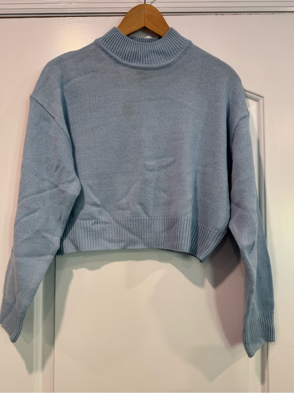 Divided by H&M Cropped Mock Neck Sweater - Light Blue Sz XS